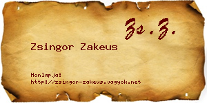 Zsingor Zakeus névjegykártya